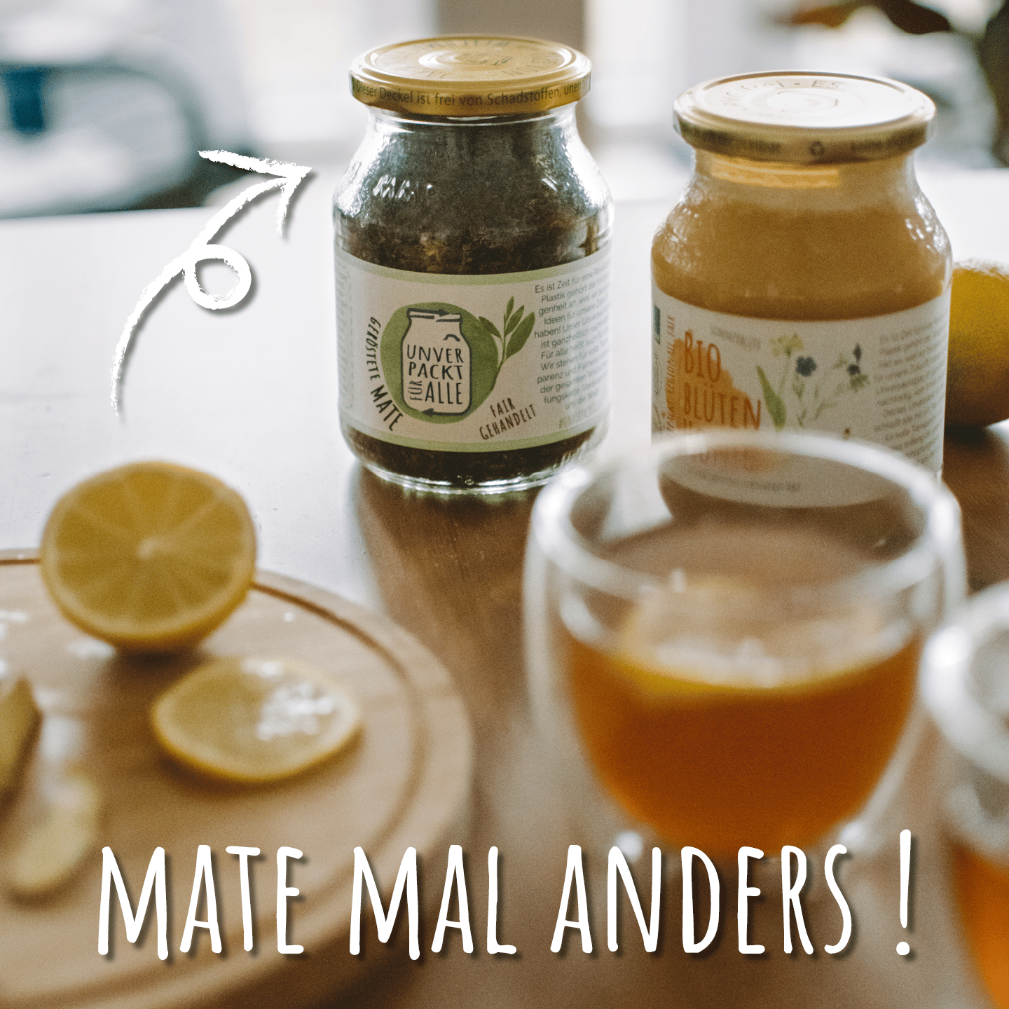 mate und honig mehrweggläser mit zitrone